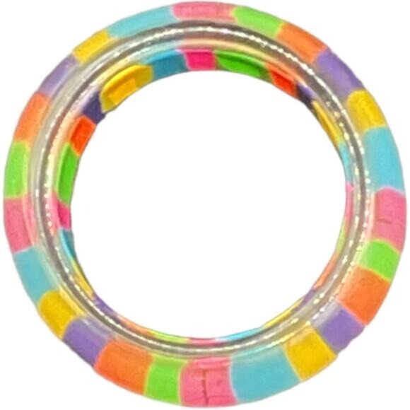 Rainbow Striped Resin Band Ring - Picture 4 of 5